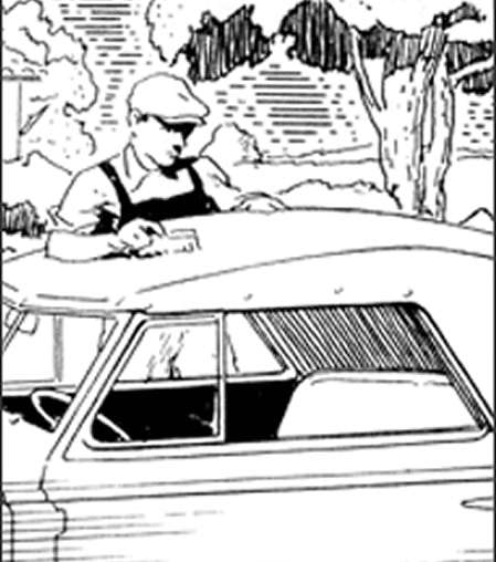 Man working on his convertible top